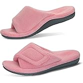 GRITHEIM Women's Orthotic Arch Support Slippers Fuzzy Adjustable Orthopedic Slippers for Plantar Fasciitis Furry Slide for Ladies
