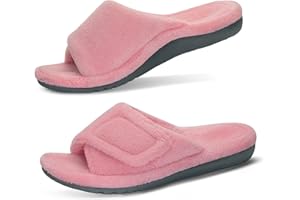 GRITHEIM Women's Orthotic Arch Support Slippers Fuzzy Adjustable Orthopedic Slippers for Plantar Fasciitis Furry Slide Slippers for Ladies