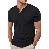 Men's Casual Slim Fit Basic Henley Short Long Sleeve Fashion T Shirt | Decorative Buttons Classic Plain,Soft casual tee shirt