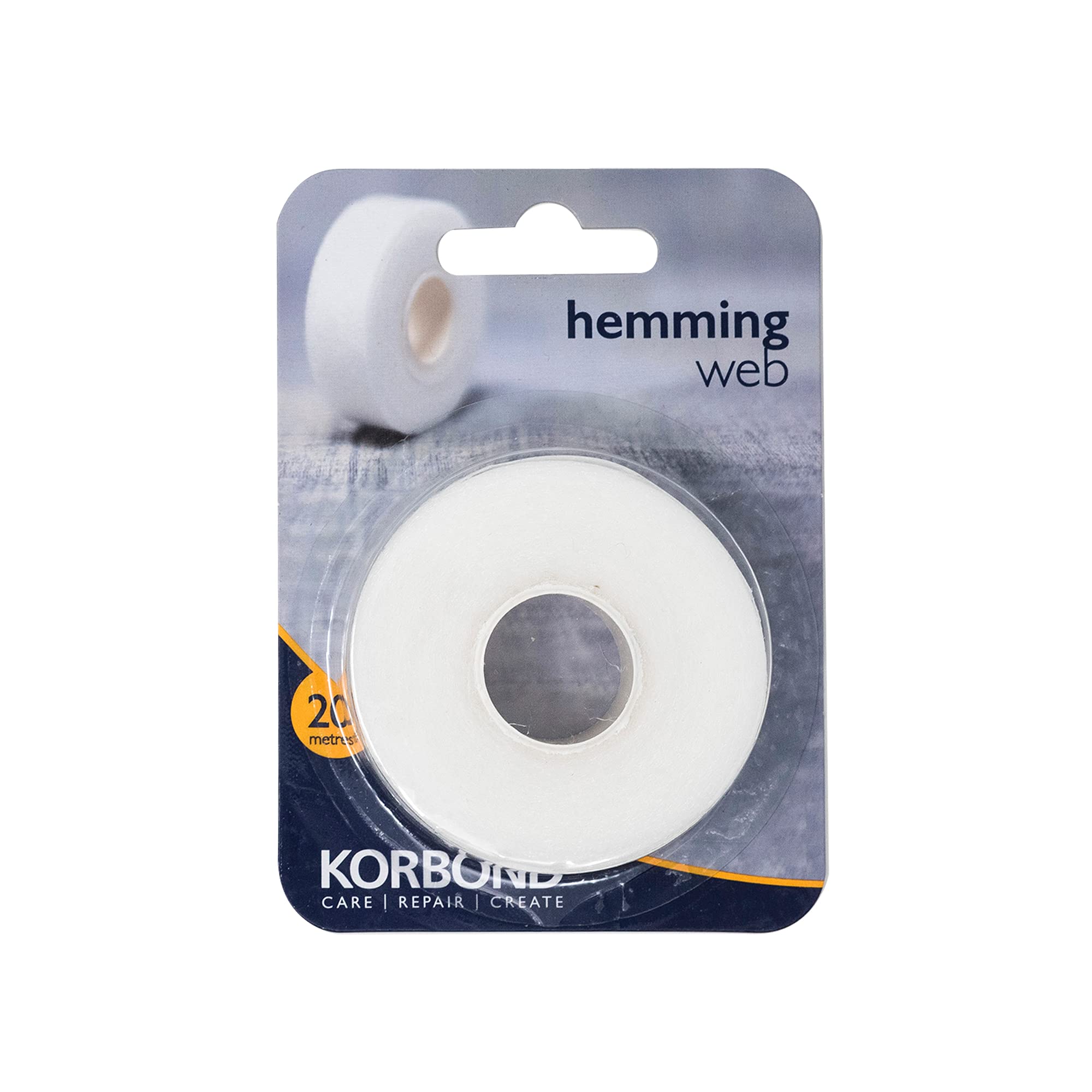 KORBOND Hemming Web 20m x 2cm - White – Iron On Hem Tape - NO Sewing Required Adhesive Fabric Tape, Webbing Tape, Hemming Tape