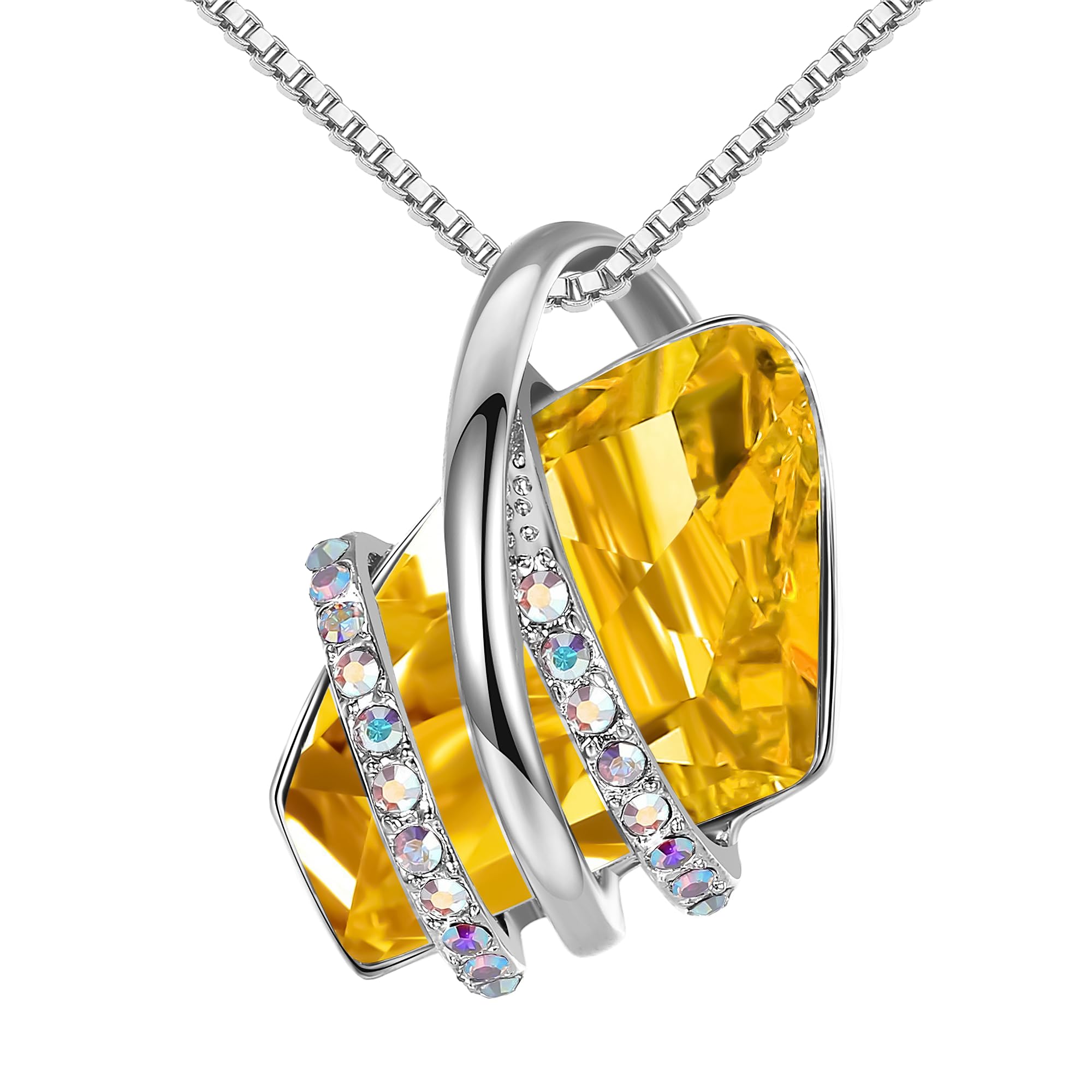 Leafael Valentine's Day Gift Necklace for Women, Wishing Stone Birthstone Crystal Pendant, Allergy-Free Jewellery with Gift Box, Silver-Tone or Rose Gold, For Valentine's Day — image 1