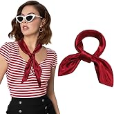 AWAYTR Vintage Satin Neck Scarf for Women Square Hair Bandana 23.6 Inch | 50s pinup costume accessory, versatile head wrap, stylish ponytail ribbon, easy to clean, quick drying daily fashion item