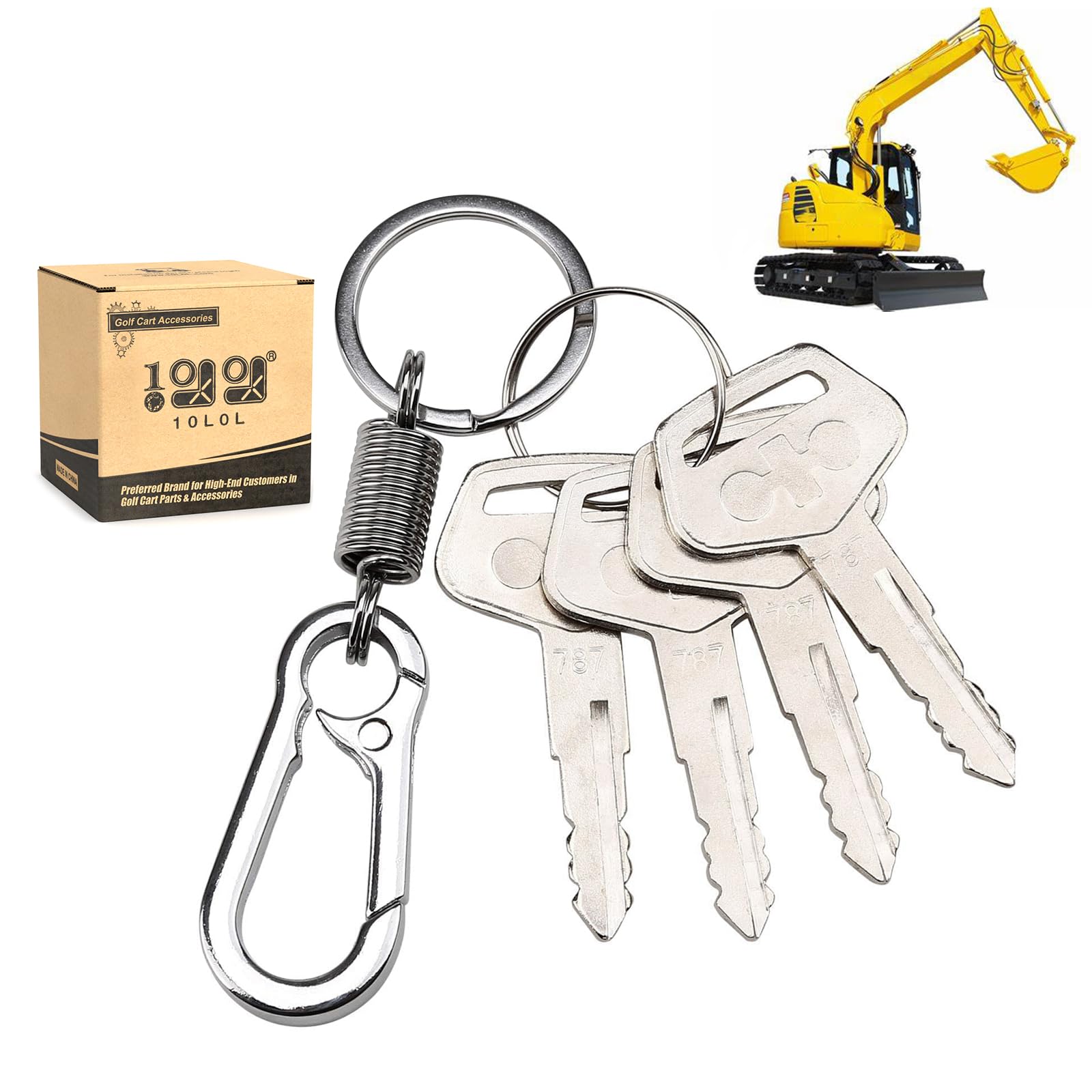 Photo 1 of 10L0L 4PCS 787 Ignition Keys with Keychain for Heavy Equipment Excavator Backhoe Dozer Komatsu, Kalmar, Dressta, Sakai