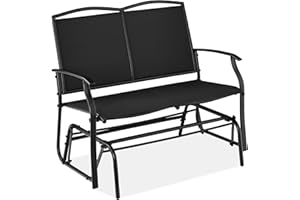 Best Choice Products 2-Person Outdoor Patio Swing Glider Steel Bench Loveseat Rocker for Deck, Porch w/Textilene Fabric, Steel Frame - Black
