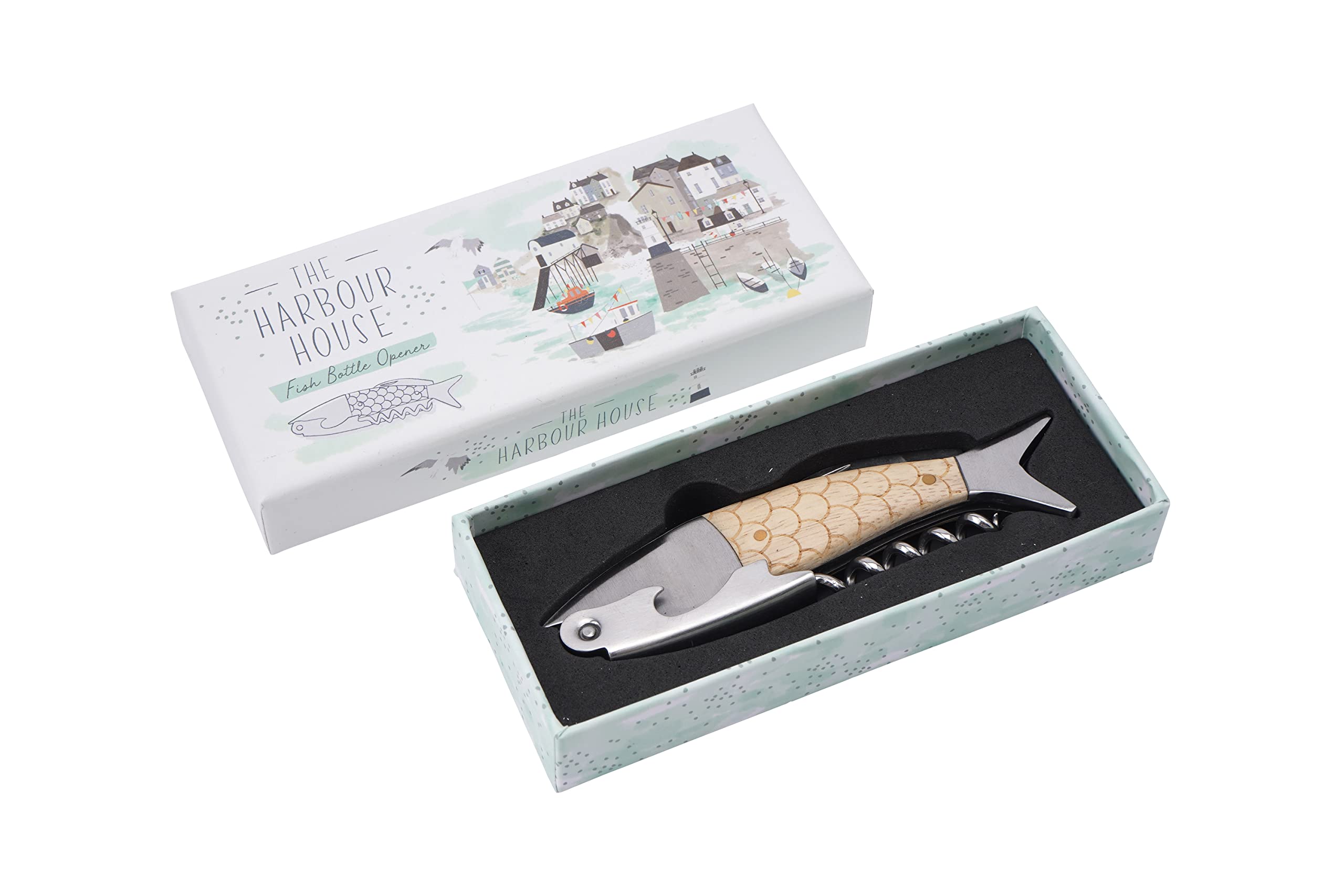 CGB Giftware | Fish 3 in 1 Bottle Opener | Corkscrew Cap Foil Cutter | Drink Barware | Gift Box | Gift for Home | The Harbour House | GB06836