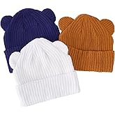 hoyuwak Baby Girl Beanie Winter Hat with Bear Ear Cute Warm Knitted Beanies Hat Soft Skull Cap for Baby Winter