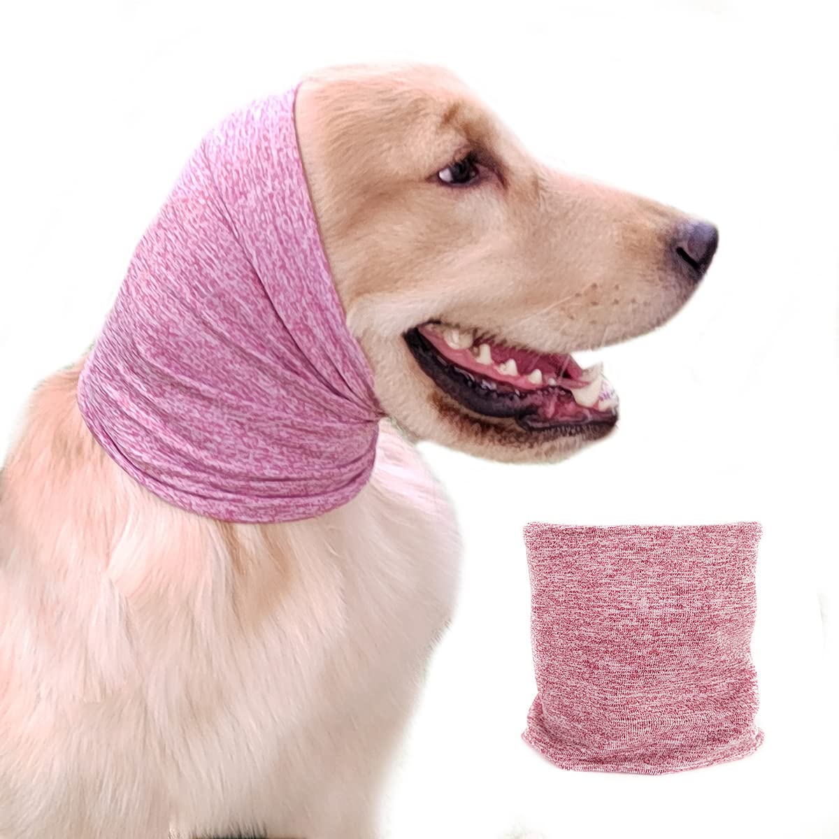 Pattepoint Dog Grooming Earmuffs Noise Protection, Dog Ear and Neck Warmer, Anxiety Relief and Ear Protectors for Calming Dogs, Pink L