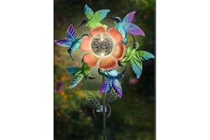 HWISHARE US Solar Wind Spinners Hummingbird Spinner, Waterproof Outdoor Metal Wind Sculpture for Yard and Garden, Lawn & Garden Decor (windmill2)