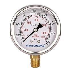 MEASUREMAN Lead-Free Pressure Gauge, 2-1/2inch