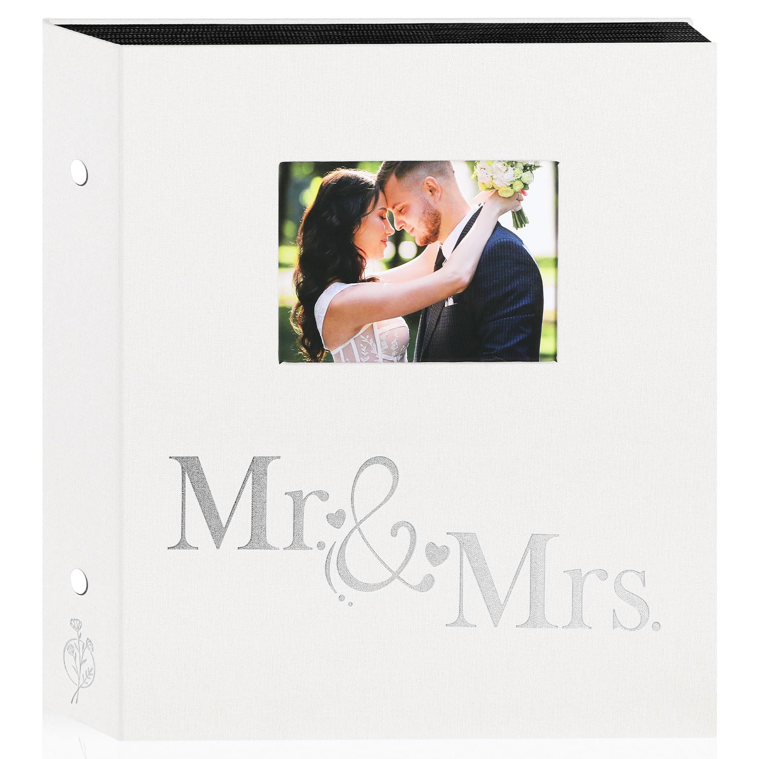 Lanpn Wedding Photo Album 6x4 600 Pocket Photos Slip in, Linen Cover Large Capacity Newlywed Marriage Window Album Hold 600 Portrait Landscape Photos (Mr & Mrs, White)