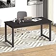 NSdirect 63 inch Computer Desk,Modern Simple Style PC Table Office Desk Wide Workstation for Study Writing,Gaming and Home Office,Extra 1" Thicker Wooden Tabletop and Black Metal Frame,Black