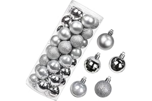 OAIRSE 1.57" Christmas Ball Ornaments Shatterproof Silver Christmas Ornaments Set 40 pcs Silver Ornaments for Christmas Tree Halloween Holiday Wedding Party Decoration