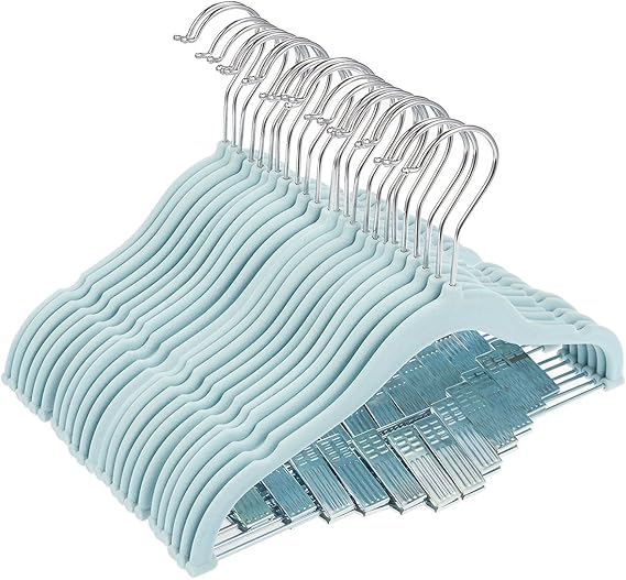 Juvale 24 Unidades Perchas de Terciopelo Ropa de bebé con Clips Azul
