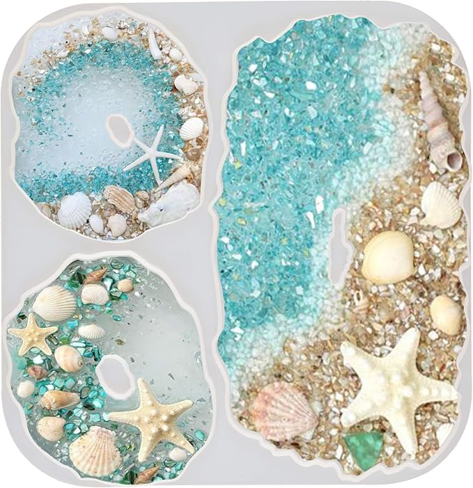 Amazon.co.jp： FUNSHOWCASE シリコンモールド レジン 瑪瑙コースター 穴付き 不規則 デコ ジュエリー ポリマークレイ