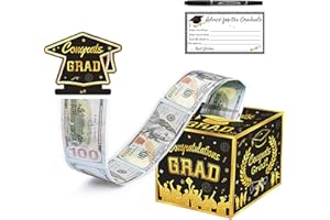 2026 Graduation Money Box for Cash Gift, Funny Black and Gold Money Holder with 1 DIY Letter Papers for Your Weshes, 2026 Gra