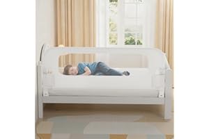 NUTIKAS Baby Bed Rail Guard for Toddlers - 78" Toddler Bed Rails for Twin, Full, Queen, King Bunk Size Bed Swing Down Bedrail Extral Tall Child Safety Side Railing Guards for Kids White