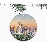 Seattle Christmas Ornaments Washington City Souvenir,Xmas Tree Hanging Ornaments Ceramic Keepsake
