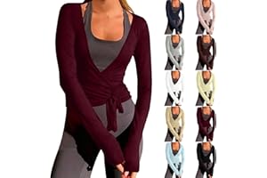 Women Ballet Wrap Top Long Sleeve Cross Tie Dance Shirt Pilates Yoga Tops Y2k Workout Active Blouses Clothes Cardigans