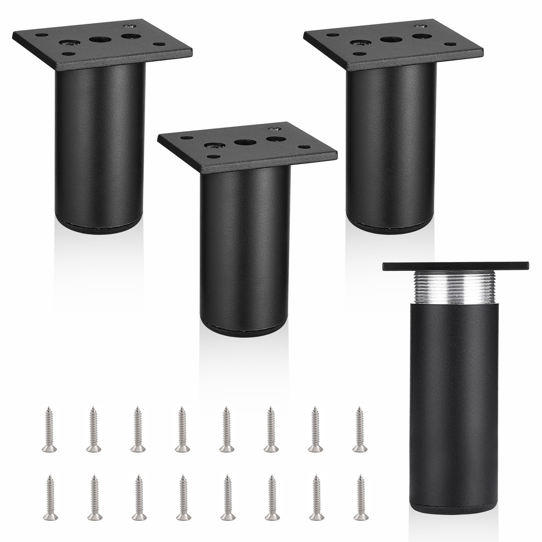 MixDora 4Pcs Adjustable Furniture Legs Black Metal Sofa feet Aluminum Alloy Couch Legs Wardrobe Foot Bed Feet Furniture Replacement Legs