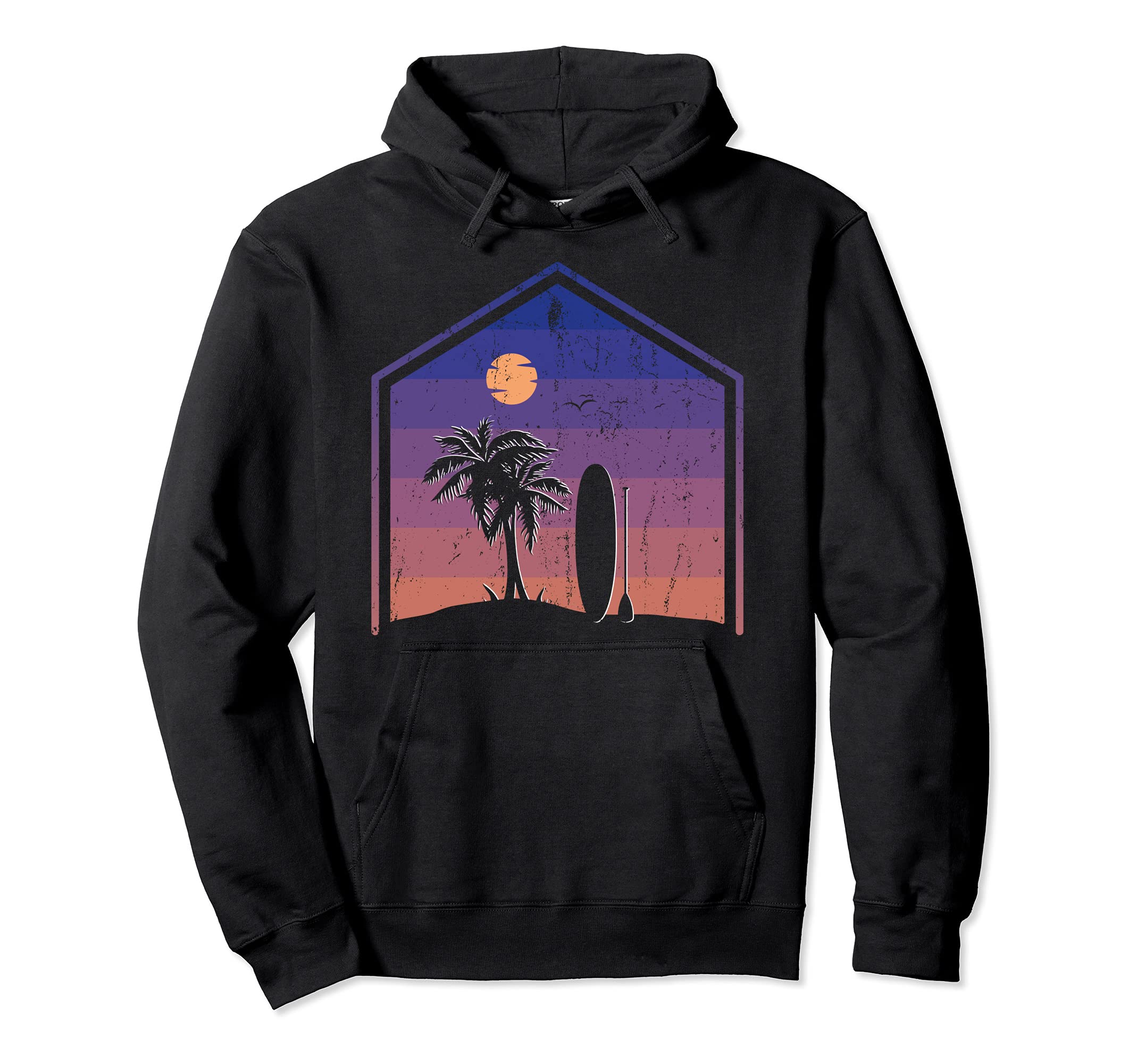 Sunset Tropical Beach Paddleboarder SUP Stand Up Paddling Pullover Hoodie