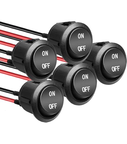 Lot De 6 Interrupteurs à Bascule Ronds 2 Pôles ON/OFF - 10A/125V 6A/250V - Noir - Pour Voiture, Bateau, électroménager