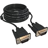 Tupavco 50ft VGA Cable TP119 | 50 feet long video cable for computer/monitor/PC/TV use, 15 pin cable jack