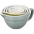 Creative Co-Op Stoneware Batter Bowl, Set of 4 Sizes, Multicolor Measuring Cups, Sky Blue