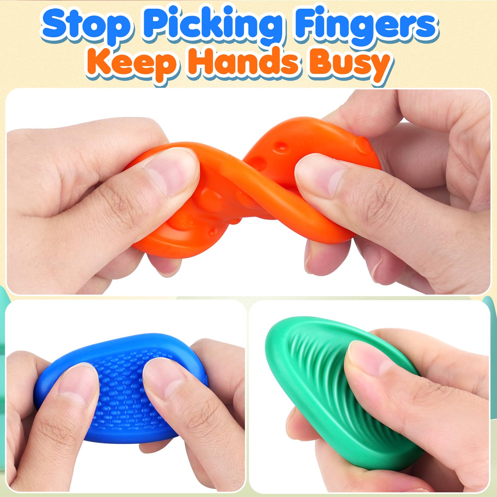 Fidget Toys Sensory Stone for Kids: 6 Pack Textured Soft Worry Stone for Autism Kids Calming - Fidget Stress Toys for Students Anxiety Relief - Small Prizes Fidget Toys