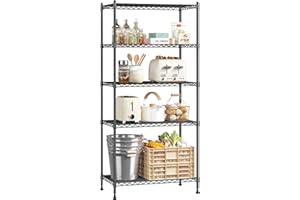 Romorgniz 59.4" H x 21.5" W x13.6 D 5-Tier Storage Shelves 1010LBS Wire Shelving Adjustable Metal Shelving Unit Pantry Shelves Sturdy Steel Commercial Shelf for Kitchen Pantry Closet Laundry School