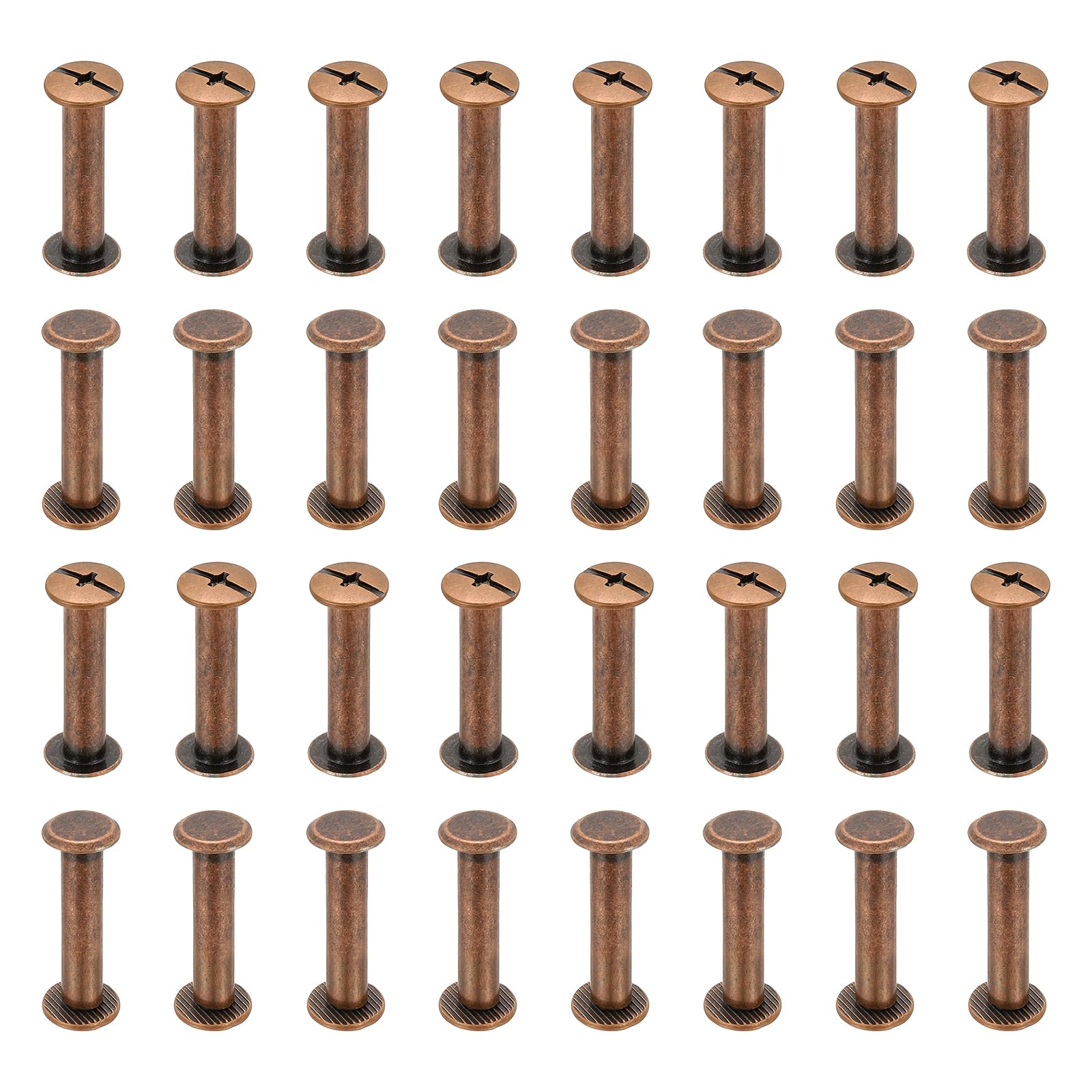 PATIKIL Chicago Screws, 50 Sets M5x25mm Aluminum Alloy Chicago Screw Phillips Binding Post Screw Rivets for Leather Belt Scrapbook Photo Albums, Red Bronze