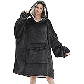 Fiosnow Grey Blanket Hoodies for Women and Men Adult Oversize Wearable Blanket Hoodies for Soft and Warm