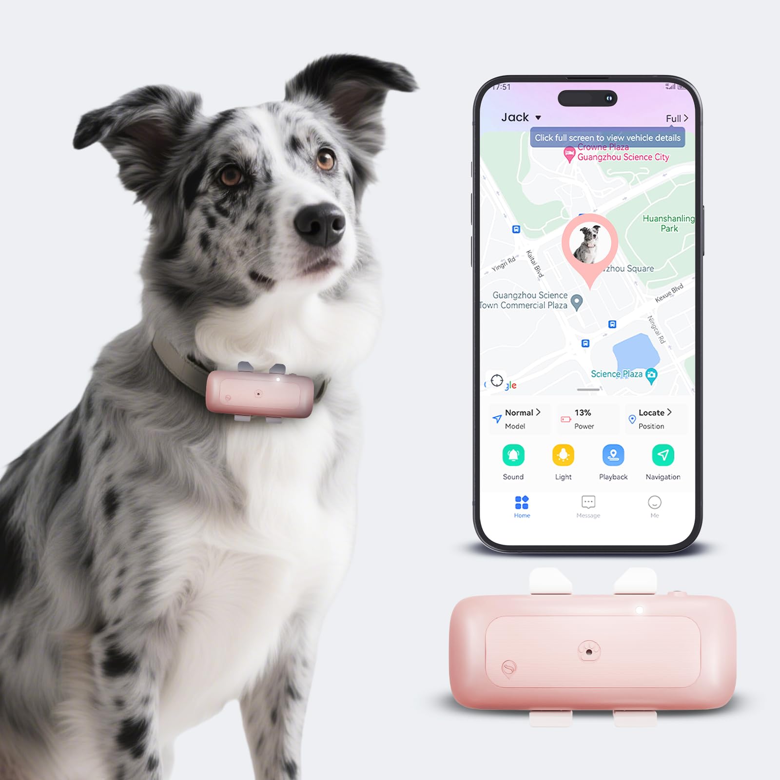 Photo 1 of TSKWUDA Cat Tracker Mini GPS Tracker Waterproof Dog Tracker with Real-Time Location Escape Alerts for Dogs Cats 6.5lbs+ Pink