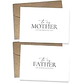 WeddingGiftsWedding Set of 2 Wedding Day Card for Parents, Parents Of The Bride/Groom Gifts, To My Father On Our Wedding Day, To My Mother On Our Wedding Day. (Father/Mother A)