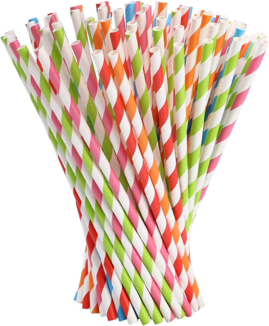 Vicloon Straws Paper, 100Pcs Drinking Straw Biodegradable Recyclable, Party Straw for Birthday Wedding, Christmas