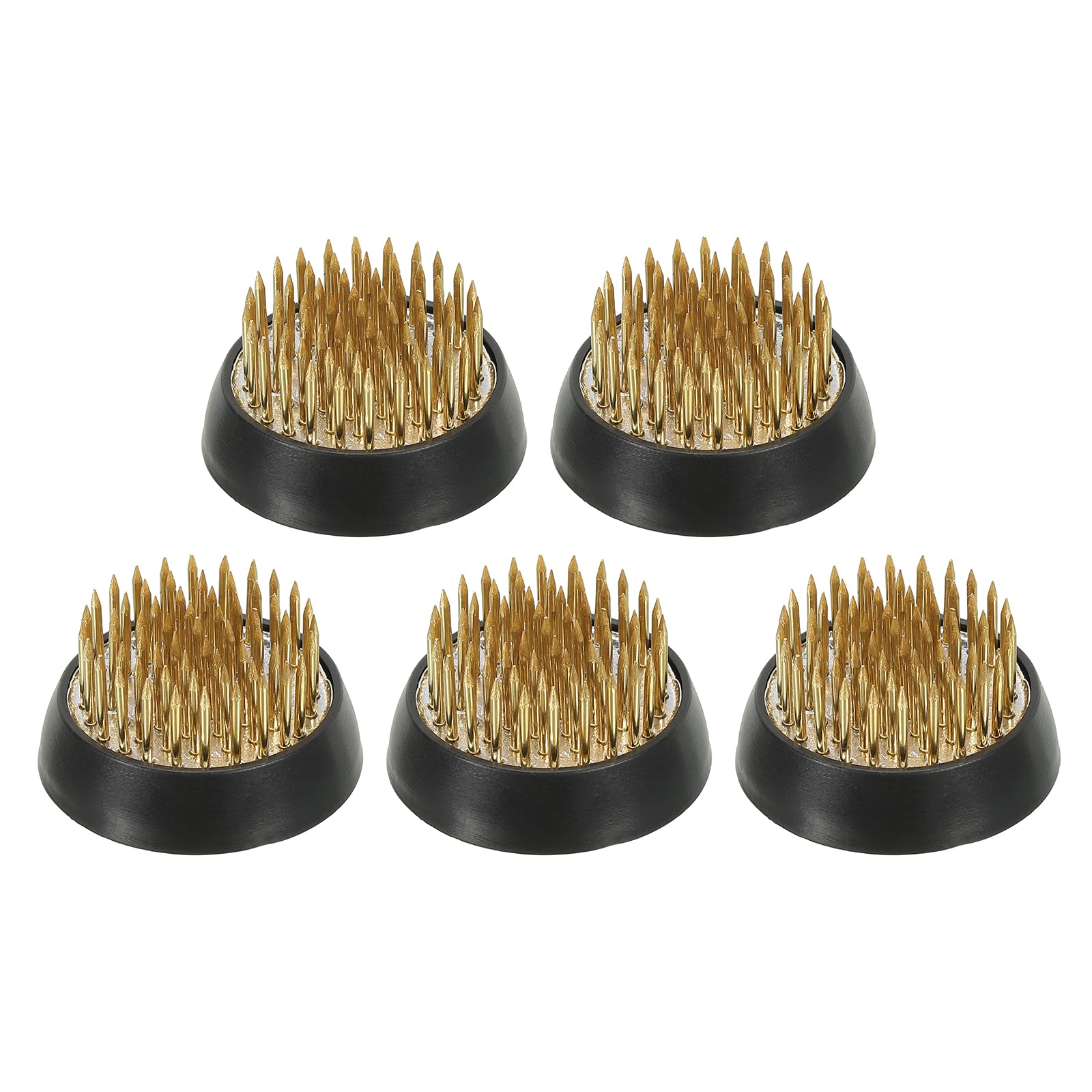 PATIKIL 1.4" Flower Frogs Ikebana Kenzan, 5 Pcs Flower Arranger Tool Brass Floral Frog Pin Holder for Vase Flower Arrangement, Gold Tone