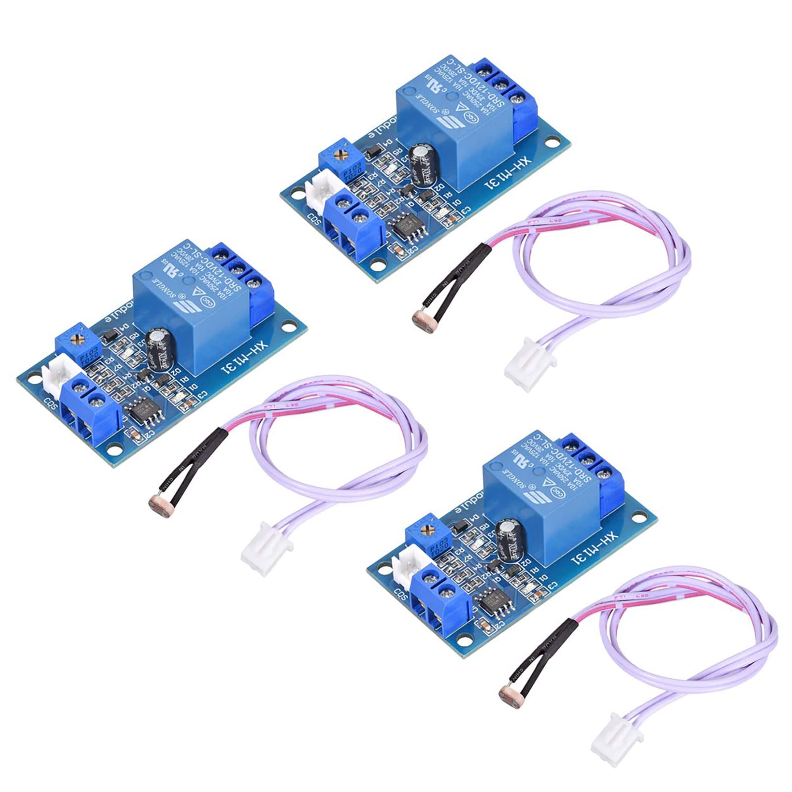 XTVTX 3PCS XH-M131 Photoresistor Relay Module DC 12V Light Control Switch Photoresistor Relay Module Detection Sensor Automatic Light Control Switch with Cable