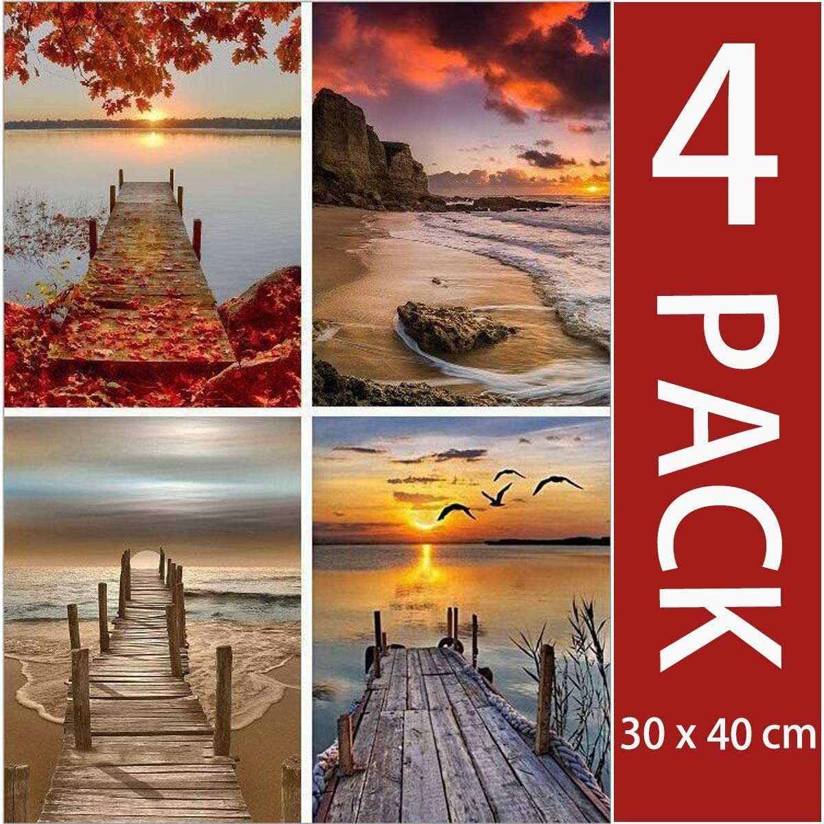 YAOYIN 4Pack Diamond Painting, 5D Diamond Painting Kits for Adults & Kids Diamond Art Kits Full Drill Diamond Painting Crystal Art Kit for Home Wall Decoration,30 * 40cm