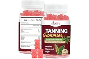 Auranic 60 Count Bronze Bites Tanning Gummies for Women That Work Fast Without Sun, Self Tan Daily Chews Gummy with Beta Carotene Astaxanthin Lycopene zinc (Citrate) Vitamins for Skin Health