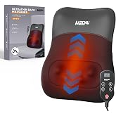 MZCNU Back Massager with Heat for Pain Relief Deep Tissue, Ultrathin 4D Shiatsu Lower Back Massager, Chair Back Massager for Home Office, Gifts for Women Men,Black