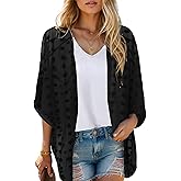 Moss Rose Women's Beach Kimono Coverup Sheer Chiffon Cover Ups, Casual Loose Open Front Cardigan Tops
