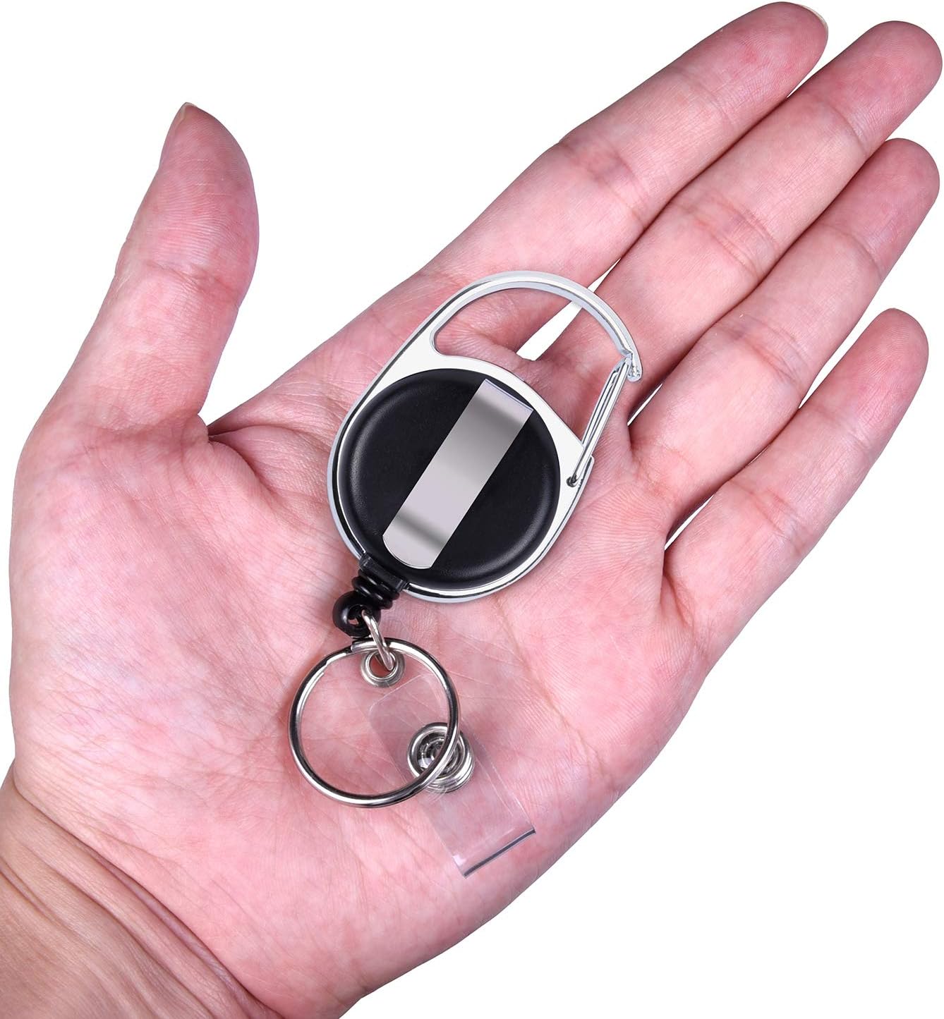 Wisdompro 2 Pack Retractable Badge Holders, Double Sided Clear ID Card Holder with Carabiner Reel - Image 5