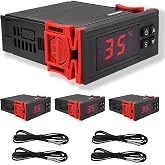 4Pcs STC-1000 Digital Temperature Controller, 110-220V Thermostat with NTC | Dual Heating Cooling Mode, 0.1℃ Accuracy, Waterproof NTC Probe, Centigrade Display , for Aquarium Fridge Homebrew 3D Printer
