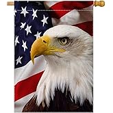 pingpi Eagle on American Flag Large House Flag Vertical Double Sided 28 x 40 Inch Spring Summer Burlap Yard Outdoor Decor