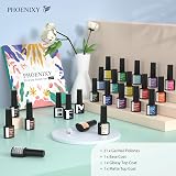 Phoenixy 21 Colors Semi-Permanent Gel Nail Polish Kit with Base & Top Coats view 2