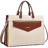 BOSTANTEN Briefcase for Women Laptop Tote 15.6 Inch Genuine Leather Handbag Work Bag Beige