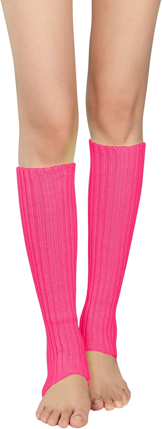 Leg Warmers for Women Girls 80s Ribbed Leg Warmer for Neon Party Knitted Fall Winter Sports Socks Red: Clothing
