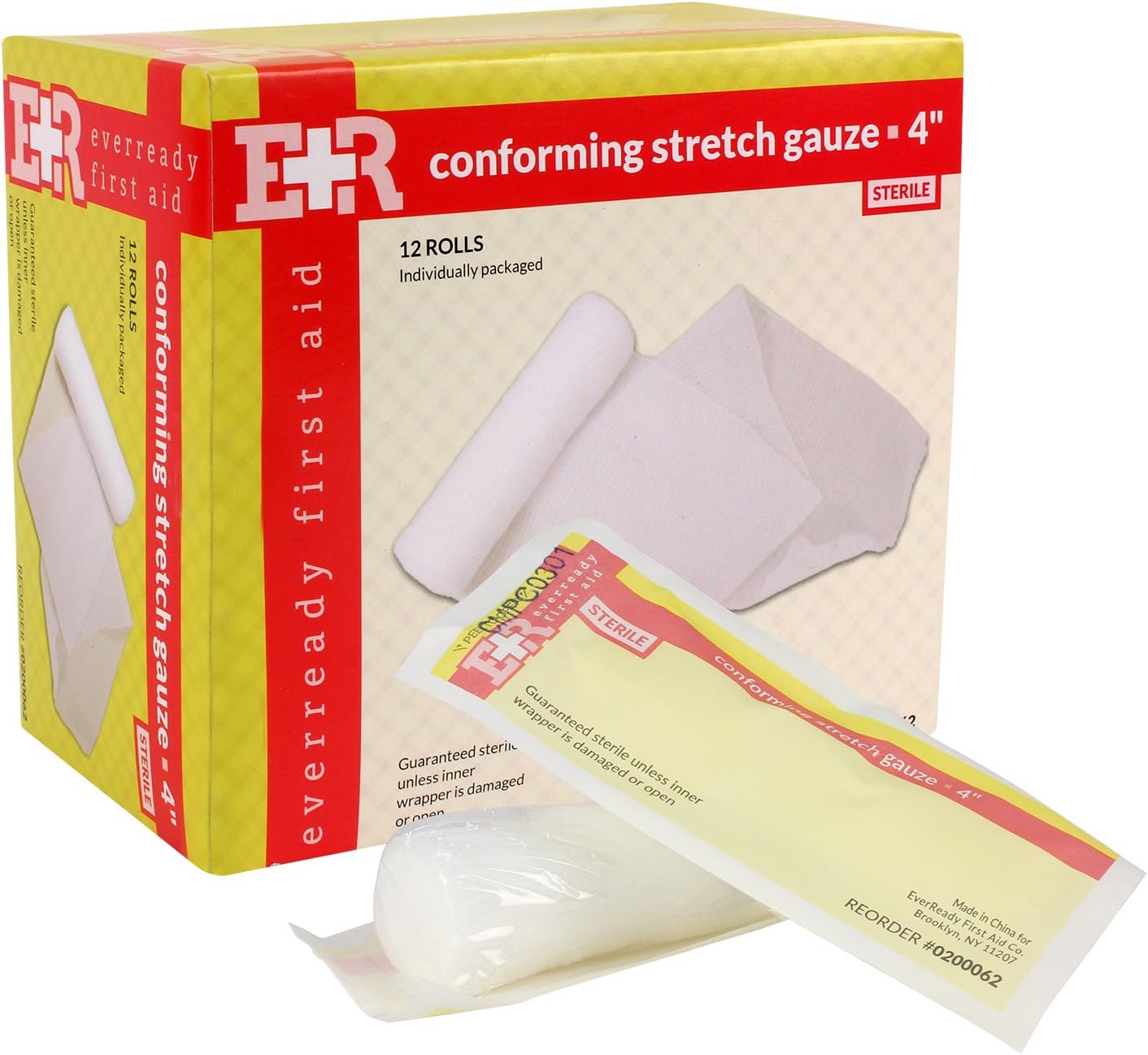 Ever Ready First Aid Sterile Conforming Gauze Roll Bandage - Box of 12-4 inch: Health & Personal Care