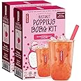 Pocas Instant Popping Boba Kit 2-Pack, Strawberry Dragon Fruit Oolong Tea, Powder, Pearls & Paper Straws, 14.9 Oz Ea
