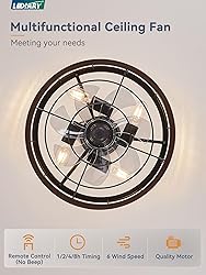 LEDIARY 16.5in Caged Ceiling Fan with