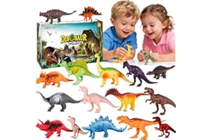Kimicare Kids Dinosaur Figures Toys, 18 Pcs Plastic Dinosaur Toys for Kids 3-5, STEM Educational Realistic Dinosaurs Figurine Playset for Toddlers, Dino Toy Birthday Gifts Christmas Stocking Stuffers